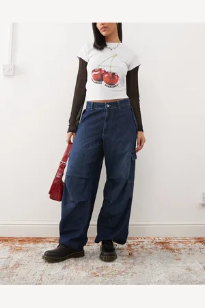 COLLUSION X004 balloon cargo jeans in washed - MBLUE