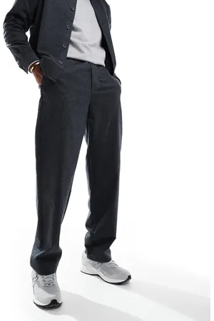 Only & Sons Loose fit flannel trouser co-ord in charcoal