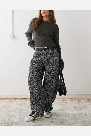 Reclaimed Snow leopard print barrel leg trouser