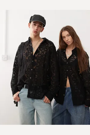 Reclaimed Unisex long sleeve lace shirt in