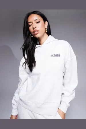 Kaiia Studio back print oversized hoodie co-ord in light marl