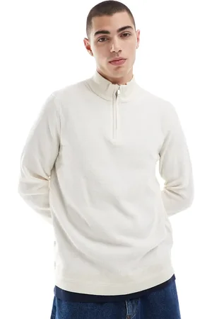 River Island Quarter zip jumper in ecru