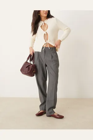Abercrombie & Fitch High rise tapered trouser in charcoal