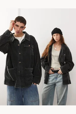 Reclaimed Unisex cord shirt in black