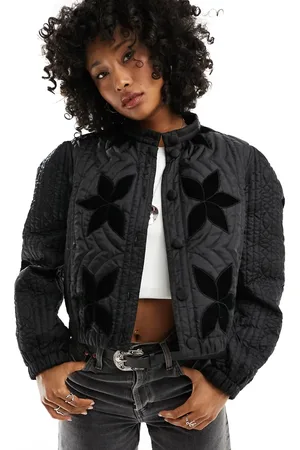 Free People Quilted velvet inlay jacket in