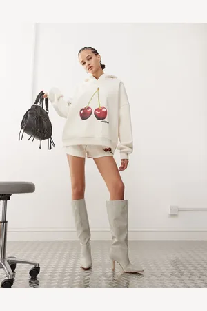 Edikted Mon cheri hoodie in cream co-ord