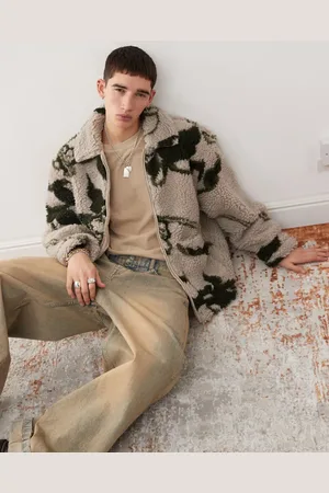 Obey Mushroom sherpa jacket in beige