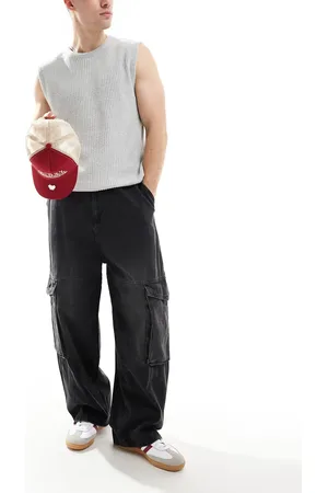 Pull&Bear Super baggy fit cargo jeans in washed