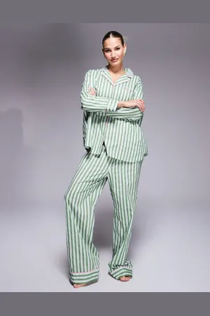 ASOS Oversized woven stripe pyjama set and gift bag in