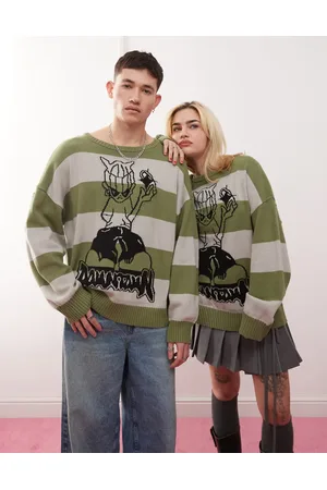 COLLUSION Unisex oversized stripe graphic jumper in