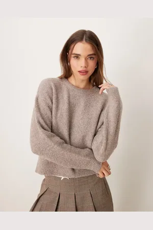 New Look Boucle fluffy jumper in mink
