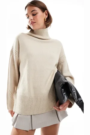 New Look Oversized stand neck jumper in cream