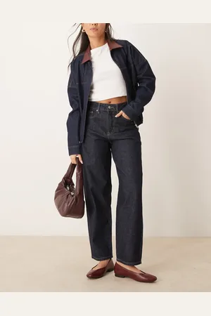 Gina Tricot Barrel leg jeans in clean indigo rinse wash