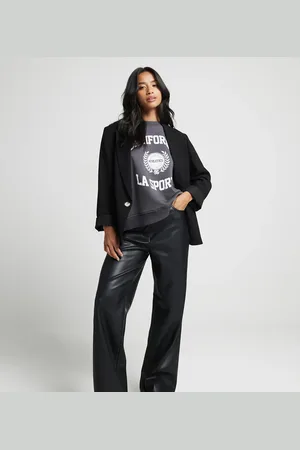 River Island Faux leather straight leg trouser in