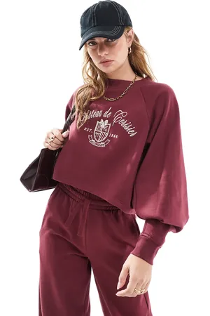 Miss Selfridge Chateau de Cerisies sweatshirt co-ord in burgundy