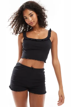 Cotton On Cotton On rib ruffle pyjama cami top set in