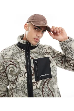 JACK & JONES Zip through borg fleece in paisley