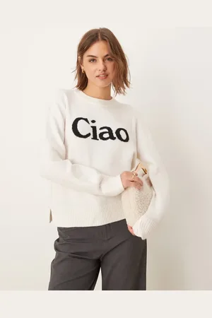 New Look Ciao logo jumper in cream