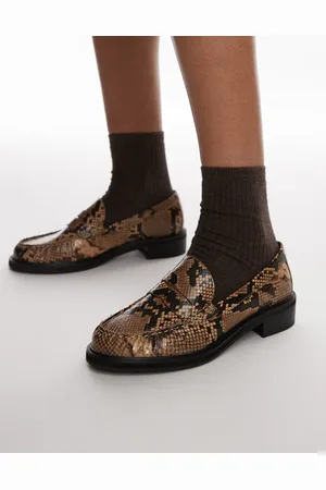 Topshop Carter loafers with ruched detail in snake print