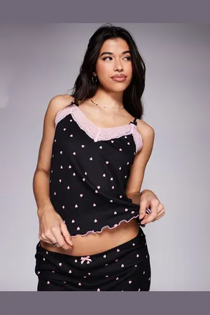 River Island Heart print cami and trouser pyjama set in