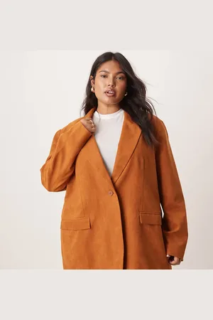 ASOS Curve oversized suede blazer in rust