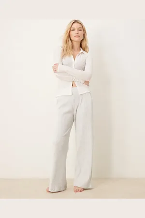 Abercrombie & Fitch Lounge cozy wide leg rib jogger bottom in heather
