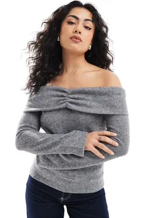 ONLY Off shoulder knitted jumper in