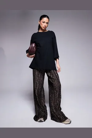 ASOS 2 in 1 t-shirt and plisse jumpsuit in animal print