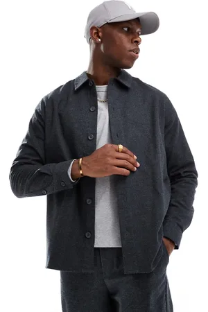 Only & Sons Long sleeve flannel shirt co-ord in charcoal