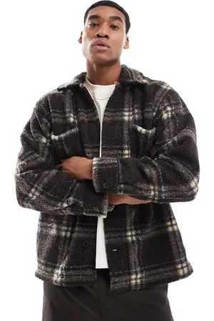 JACK & JONES Borg shacket in check