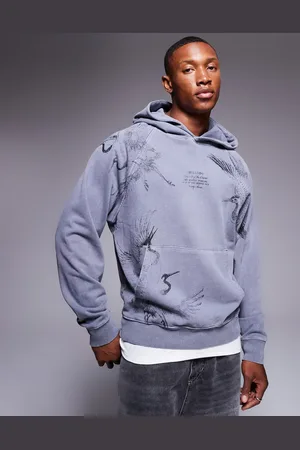 River Island Japanese crane back print hoodie in dark