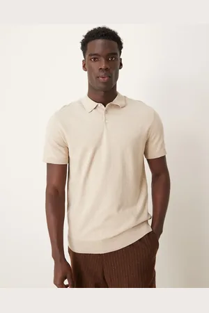 SELECTED Knitted polo shirt in cream