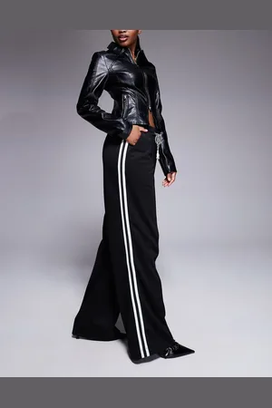 River Island Wide leg joggers with side stripe in