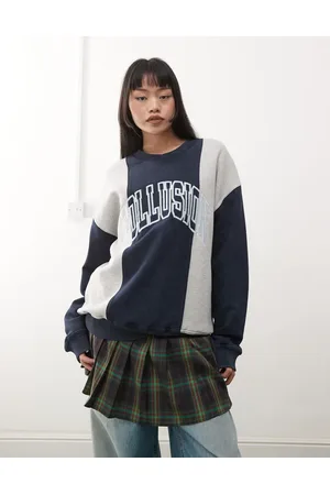 COLLUSION Spliced retro sweatshirt with embroidery in grey marl