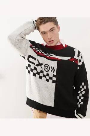 COLLUSION Oversized motorcross knit jumper in black