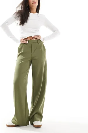 Object Wide leg tailored trousers in olive