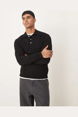 SELECTED Merino wool knitted polo shirt in