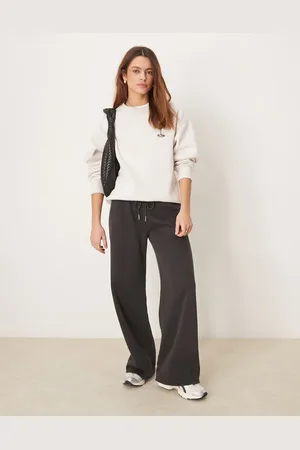 Abercrombie & Fitch Essential mid rise wide leg jogger in charcoal grey