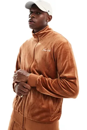 New Era Velour zip through track jacket co-ord in rust