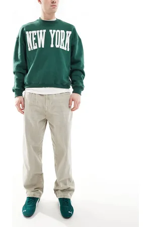Pull&Bear Wide leg washed jeans in stone