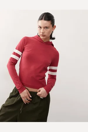 COLLUSION Hooded base layer top in cherry red