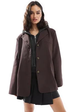 ASOS High break oversized blazer in chocolate