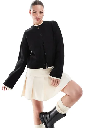 Miss Selfridge Bengaline pleated mini skirt in cream