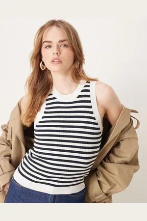 JDY Ribbed knitted tank top in stripes
