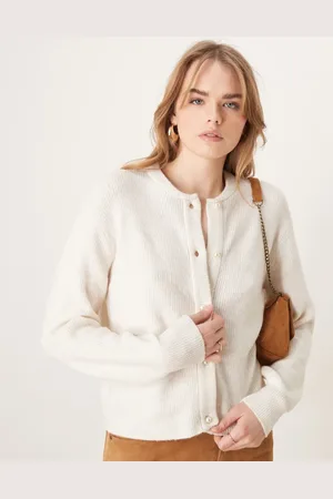 JDY Lightweight ribbed cardigan in cream