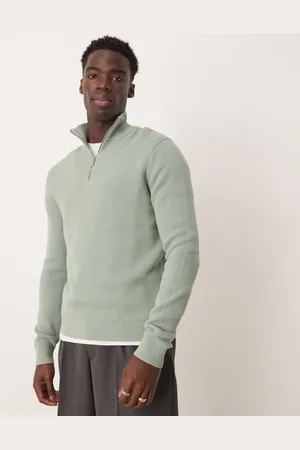 SELECTED Half zip jumper in light