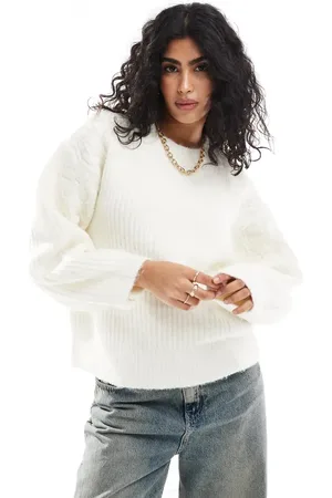 Miss Selfridge Flower embroidered jumper in cream