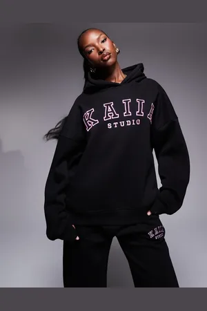 Kaiia Embroidered logo oversized hoodie co-ord in and pink