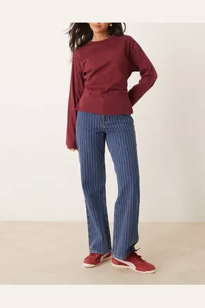 New Look Adalae wide leg jean with stripes in mid