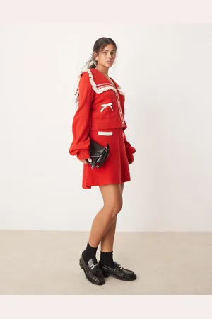 Neon Rose Knitted pocket detail mini skirt co-ord in